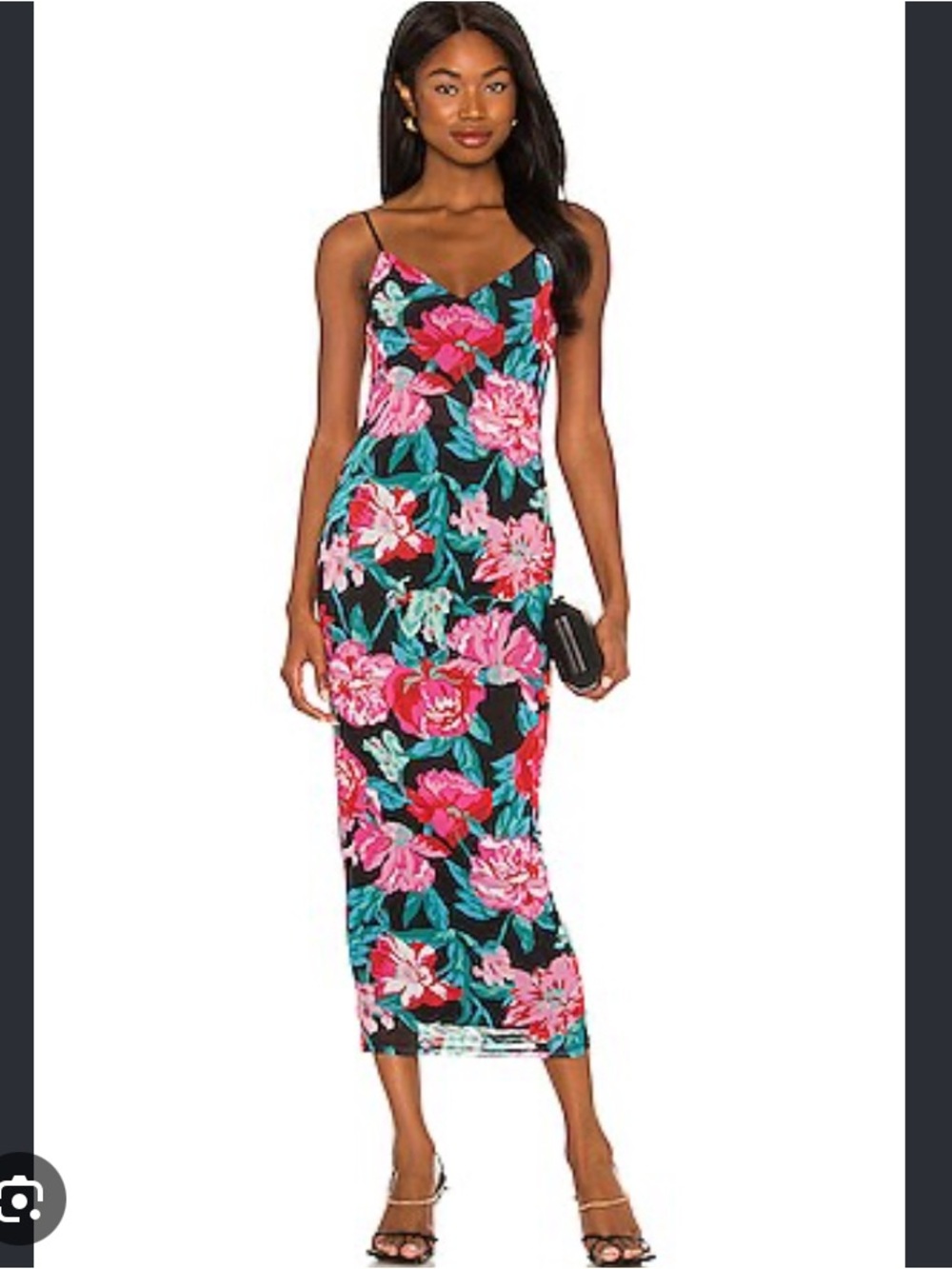 😍AFRM Floral Slip Dress in Black Mesh Small!